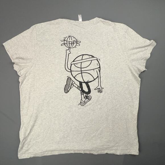Adidas Shirt Mens XXL Gray Lil Stripe Spinning Basketball Cartoon Front Back USA - Picture 2 of 7